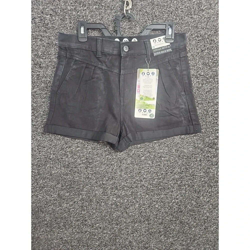 By Rewash Girls Women's Black Denim Jean Mom Shorts Sz 5 27 NWT